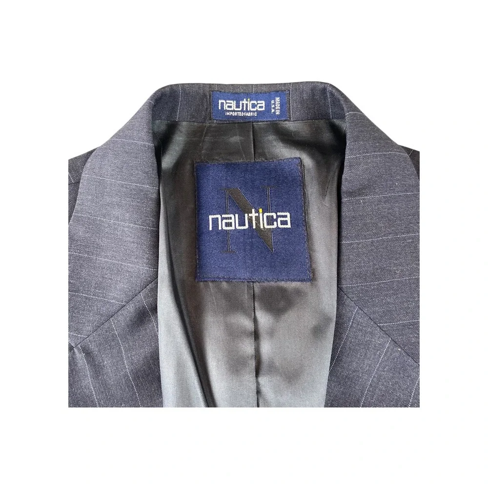 Nautica Mens Wool Pinstripe Blazer Jacket Charcoal Grey N115AX 44R‎